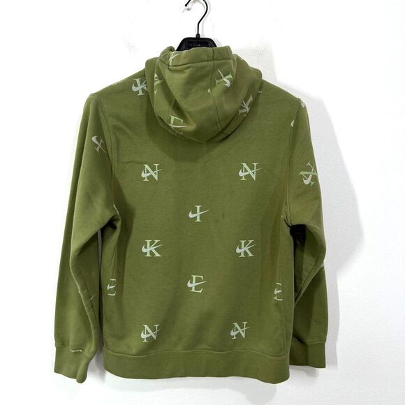 Nike Sportswear Club Fleece‎ Allover Print Mens Large Pullover Hoodie Green - Picture 2 of 11